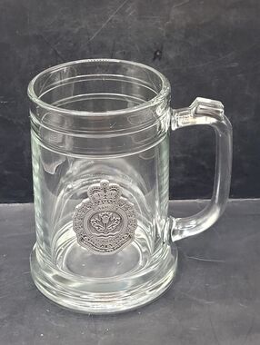 Vintage RCAF Blackdown Cadets Glass Beer Mug Tankard Pewter Crest Canada